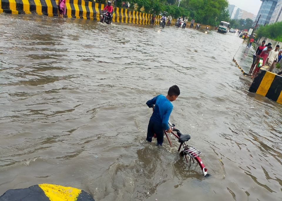 Roads in Delhi and Noida have been flooded and people are worried