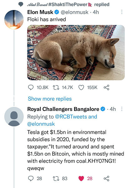 RCB send out tweet slamming Elon Musk over Bitcoin mining, claim Twitter account was hacked