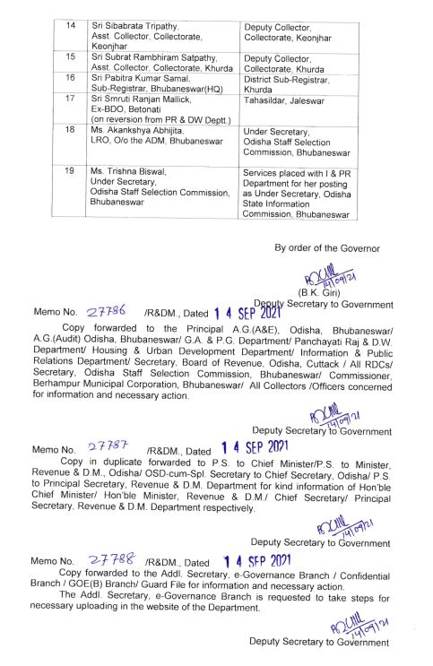 oas reshuffle by state govt