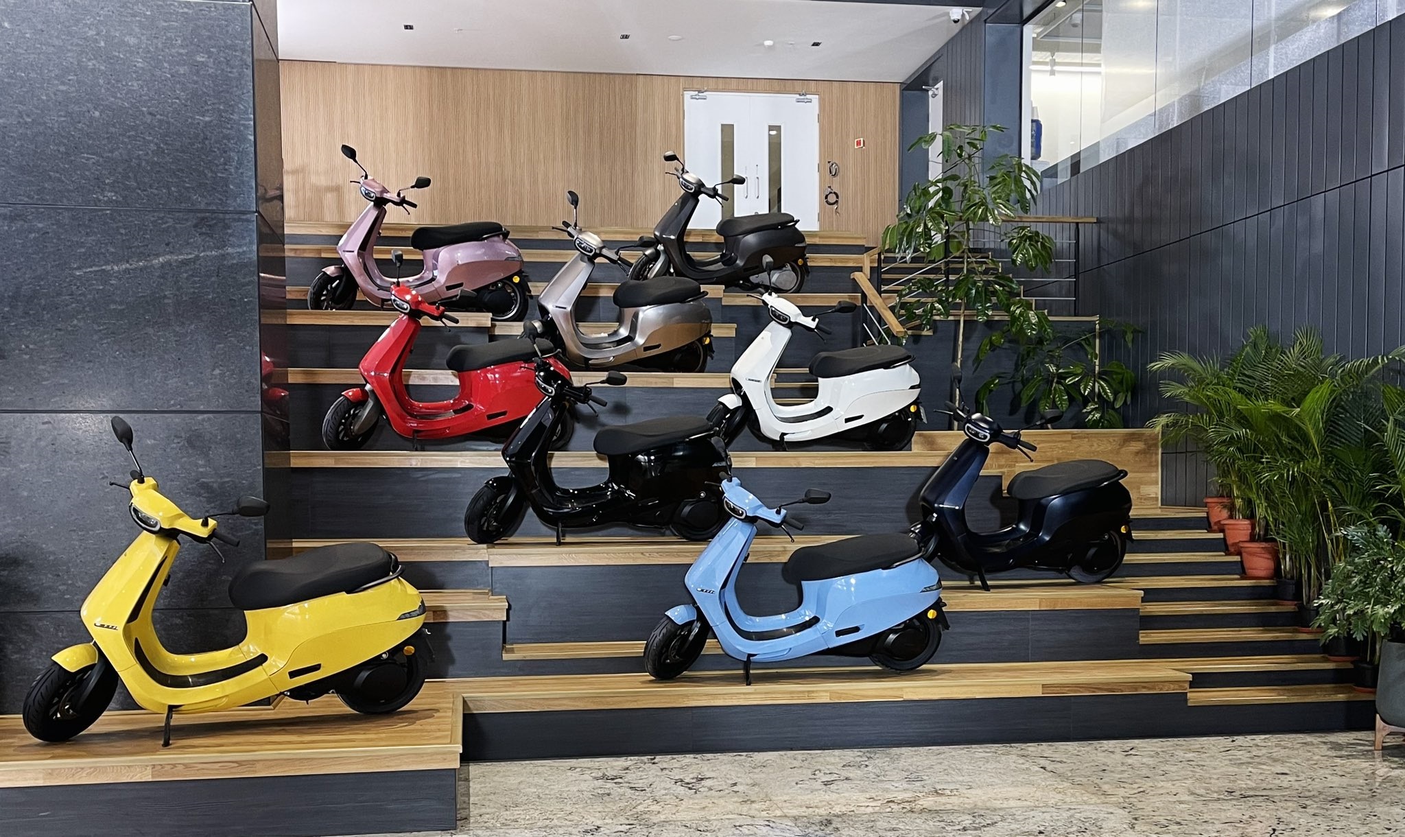 Ola E-scooters in deferent colors