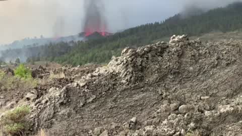 Volcano erupts