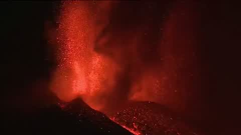 Volcano erupts