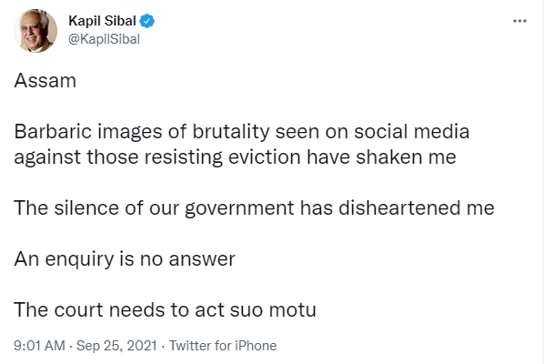 Kapil Sibal's tweet