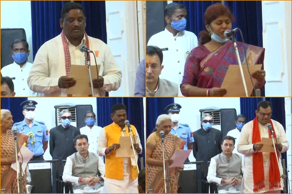 BJP MLAs Palturam, Sangeeta Balwant, Sanjeev Kumar, and Dinesh Khatik take oath as ministers of state