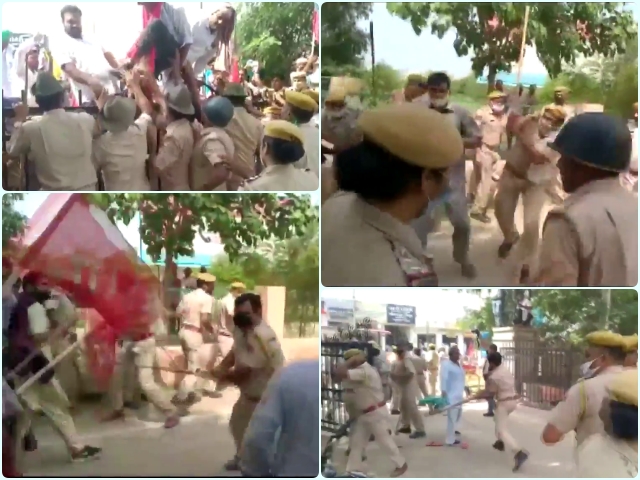 police lathi charge in hanumangarh rajasthan