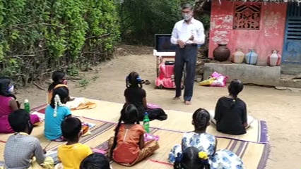 Teacher fits LED TV with a wheelchair and teaches the local villages' students