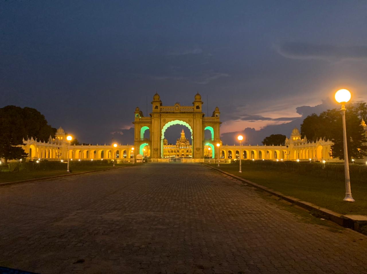 Spectacular illumination of Mysore Palace, one of the main attractions in the city