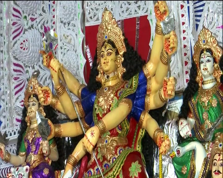 Durga Idol Decorated with Gold