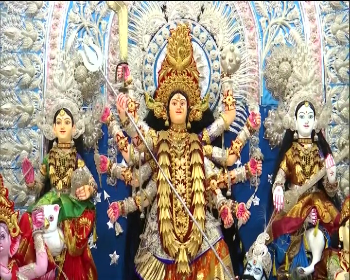 Durga Idol Decorated with Gold