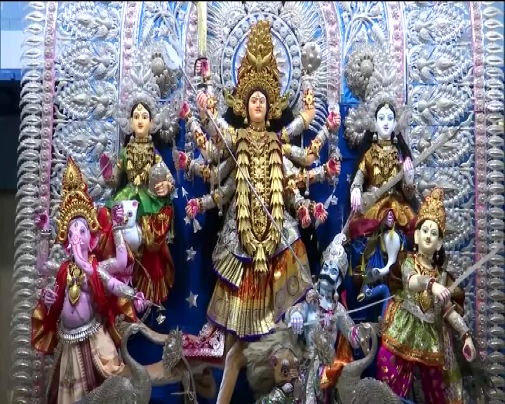 Durga Idol Decorated with Gold