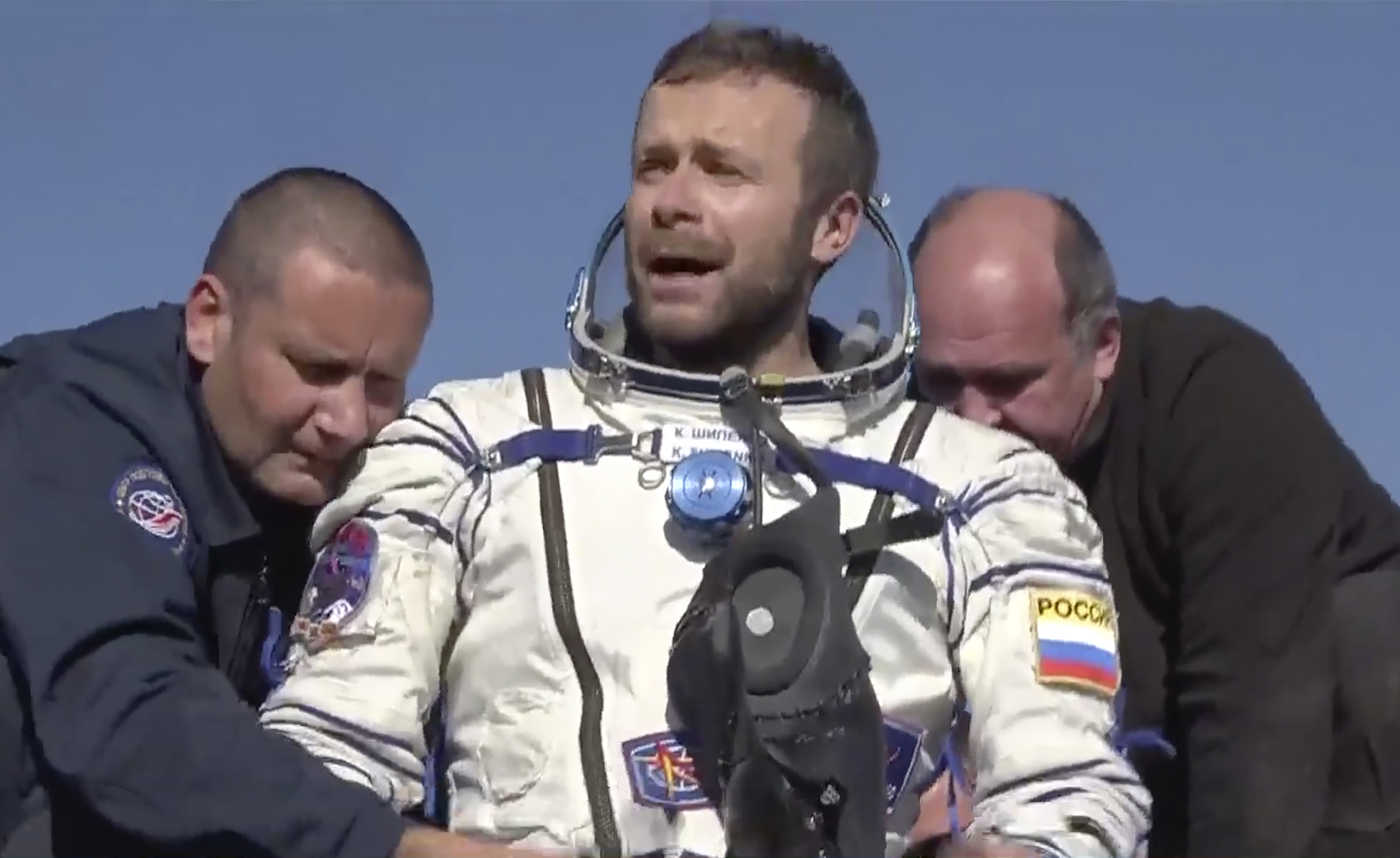 Russian filmmakers land after shoot aboard space station