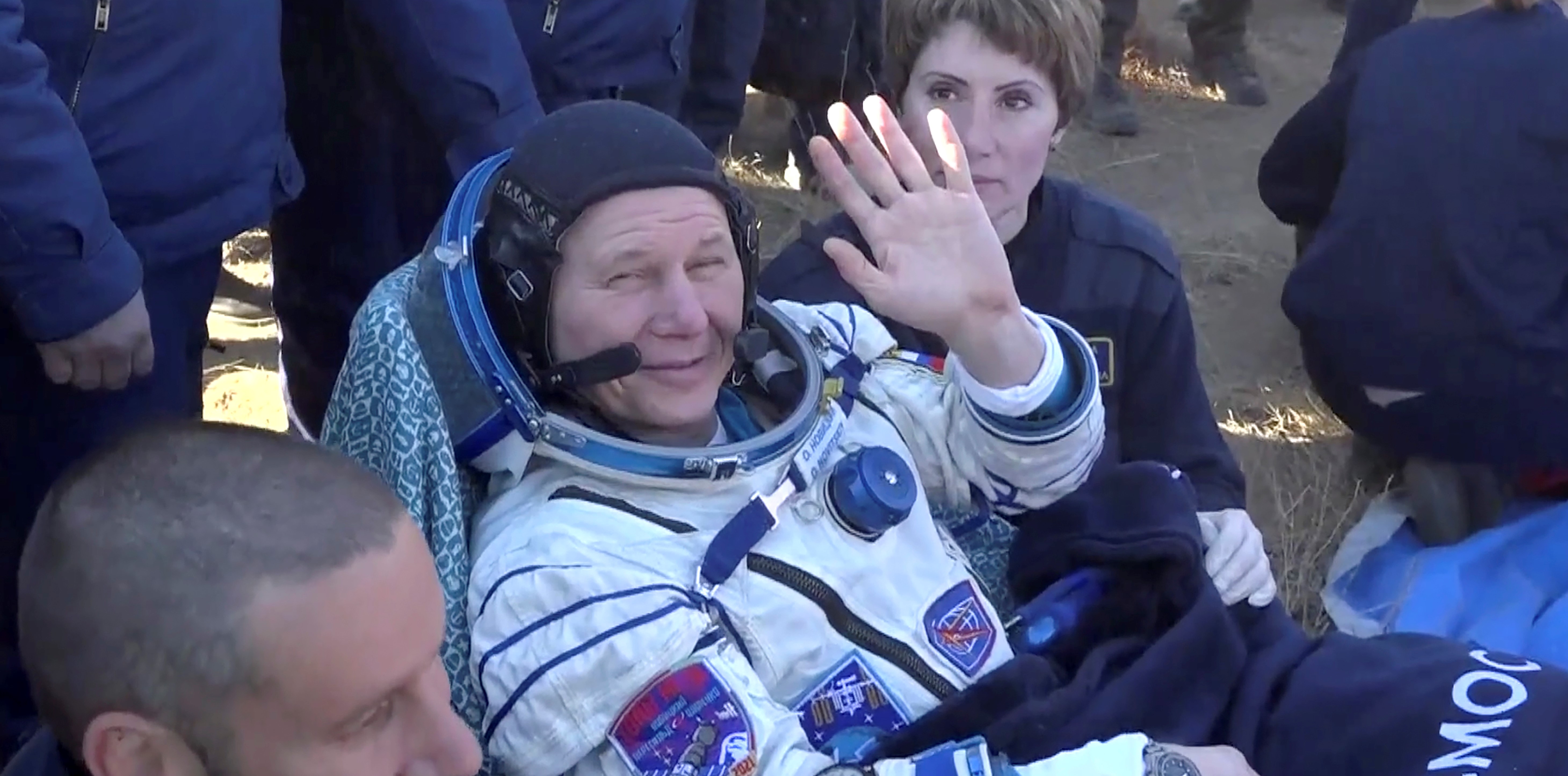 Russian filmmakers land after shoot aboard space station