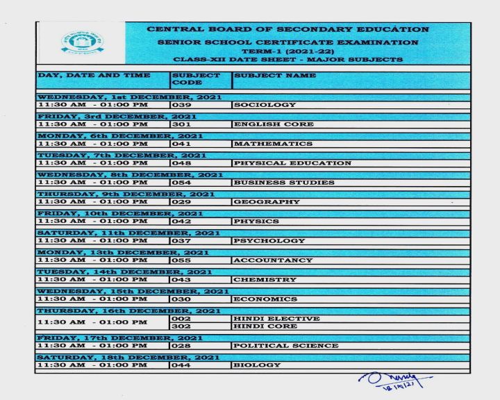 CBSE ધોરણ 12ની પરીક્ષાની તારીખ