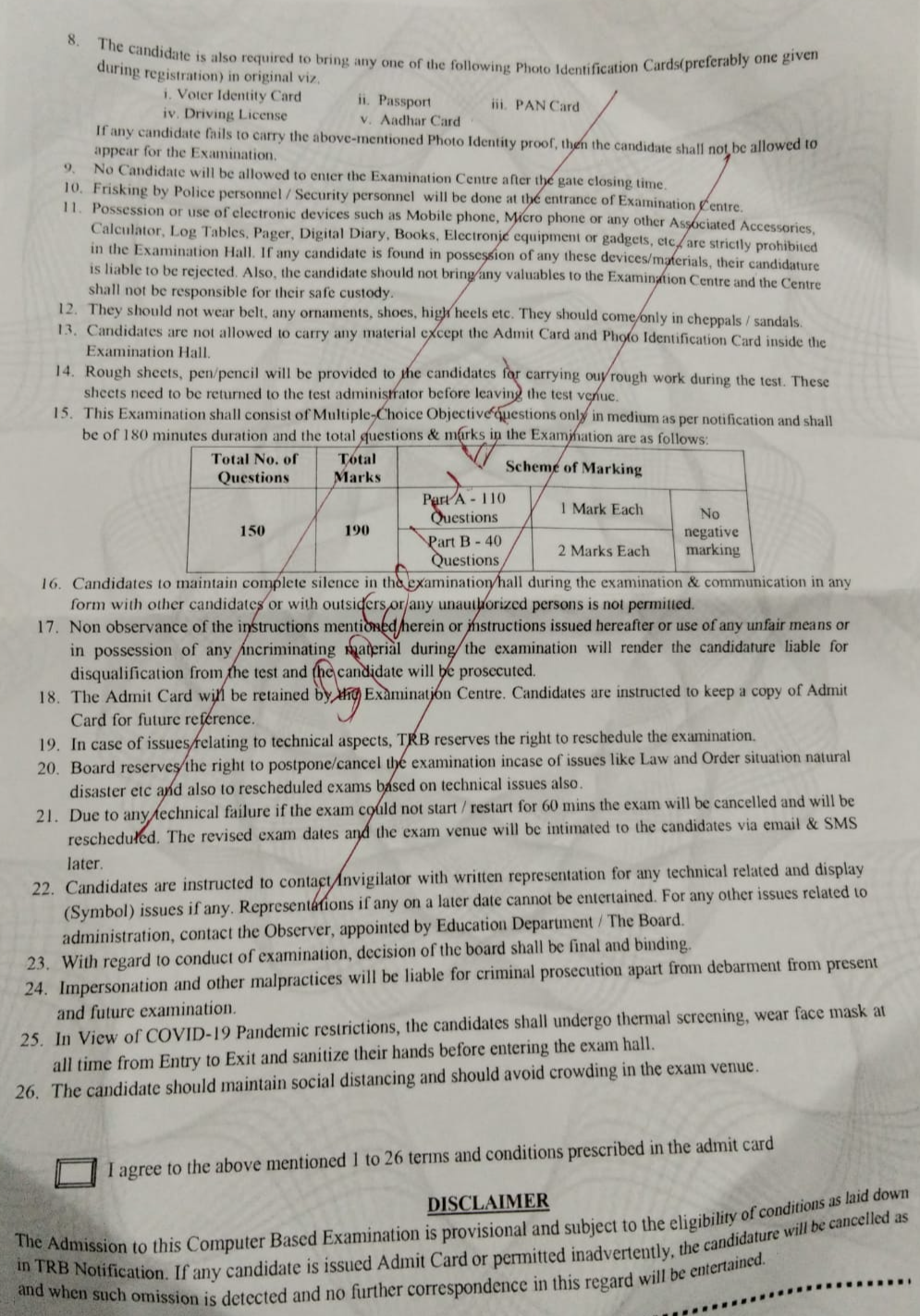 trb polytechnic exam restrictions