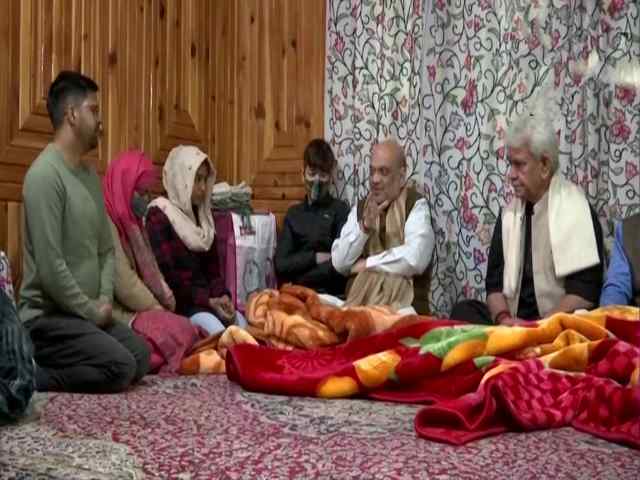 HM Amit Shah visits residence of slain Insp Parvez Ahmed, who was killed by terrorists last month