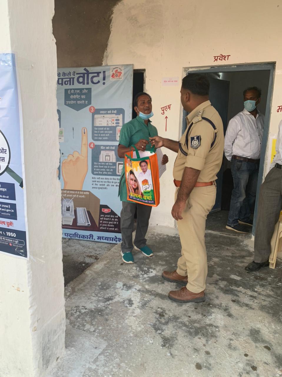 Bags containing name and photo of Congress candidate seized from polling booth