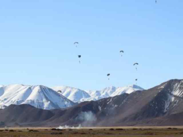 Shatrujeet Brigade of Indian Army is conducting an Airborne insertion along the northern borders