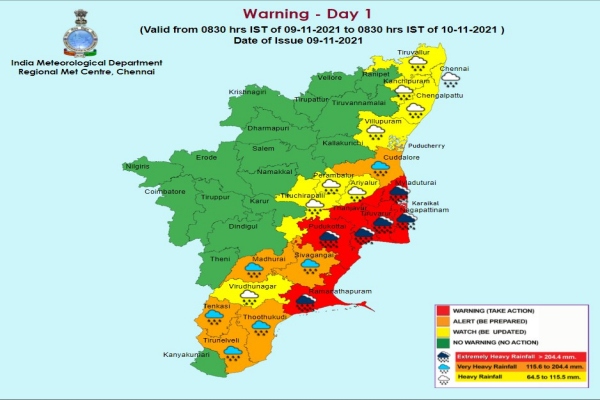 எச்சரிக்கை செய்யப்பட்டுள்ள பகுதிகள்