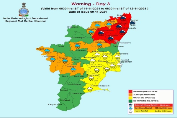 எச்சரிக்கை செய்யப்பட்டுள்ள பகுதிகள்