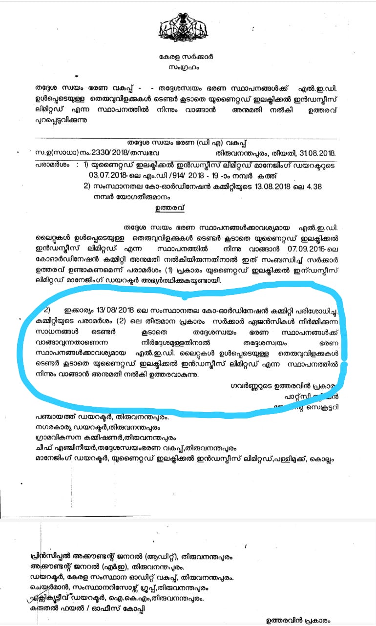 Thiruvananthapuram Municipality  BJP Aligation on Thiruvananthapuram Municipality  Thiruvananthapuram Municipality news  latest news Thiruvananthapuram Municipality  ബിജെപി  തിരുവനന്തപുരം നഗരസഭ  Arya Rajendran  യുണൈറ്റഡ് ഇലക്ട്രിക്കൽ ഇൻഡസ്ട്രീസ്  സിപിഎം  കരമന അജിത്ത്  ആര്യാ രാജേന്ദ്രന്‍