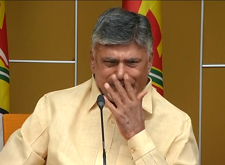 Chandrababu shed tears with emotion in press meet