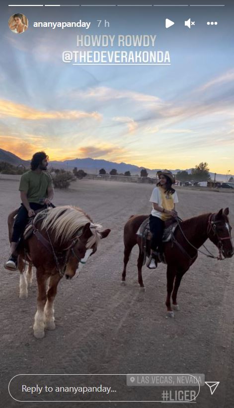 Ananya Panday and Vijay Deverkonda enjoy horse riding on sets of 'Liger', shares her pic