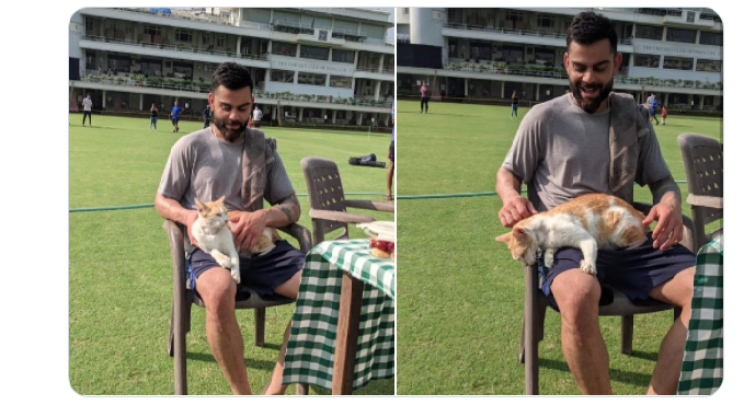 Kohli, Anushka engage in fun chat as cat visits India batter at training