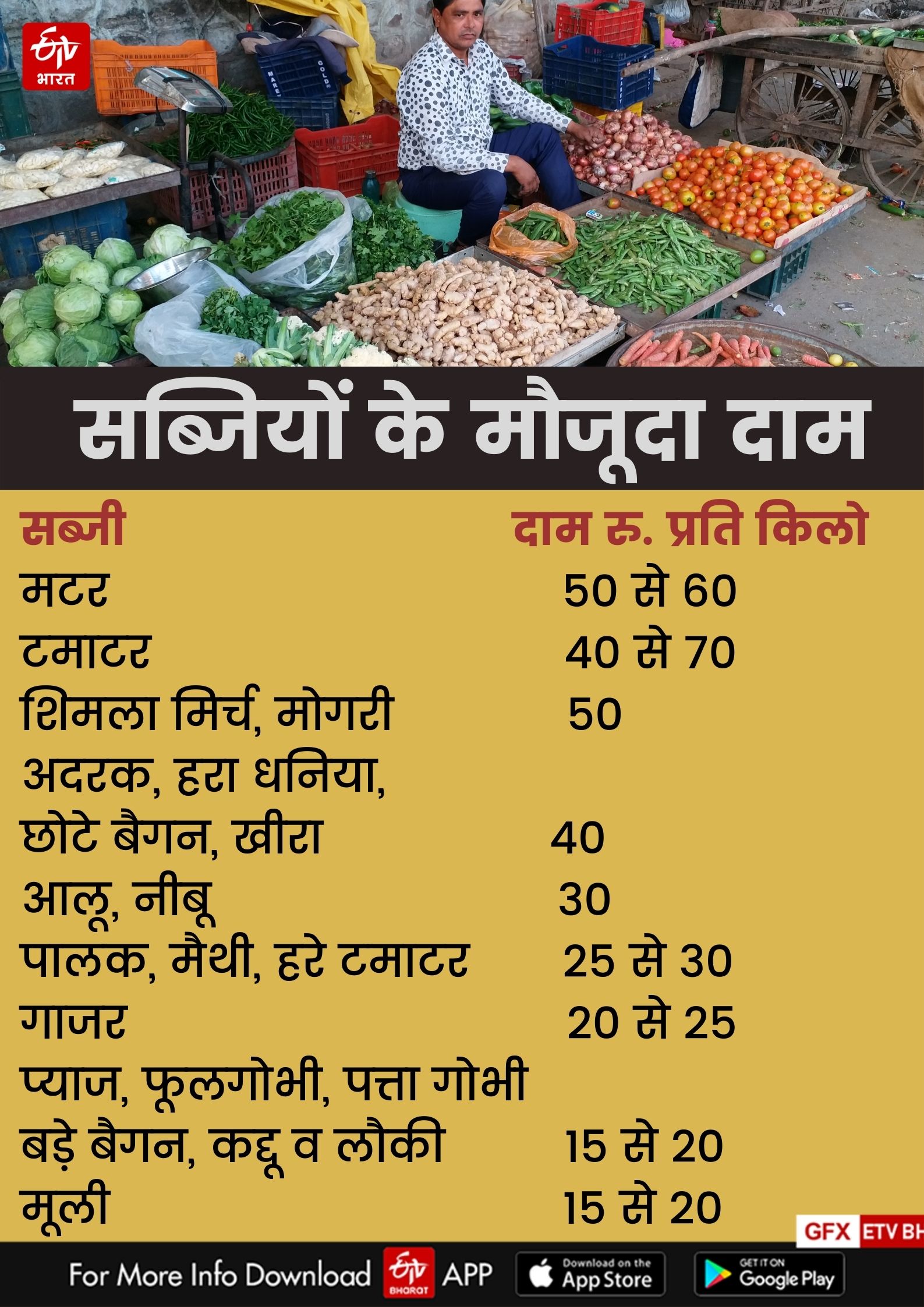 Vegetable prices in Kota,  Kota retail market price
