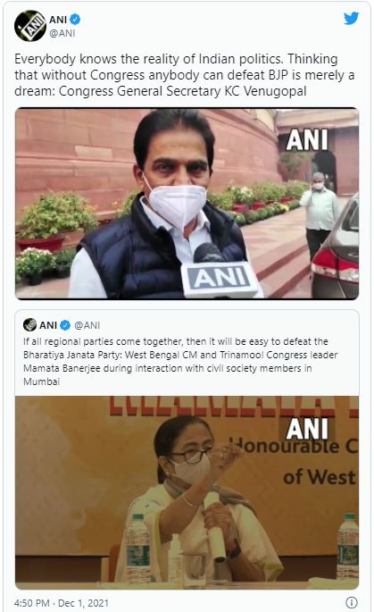 Congress General Secretary KC KC Venugopal's tweet