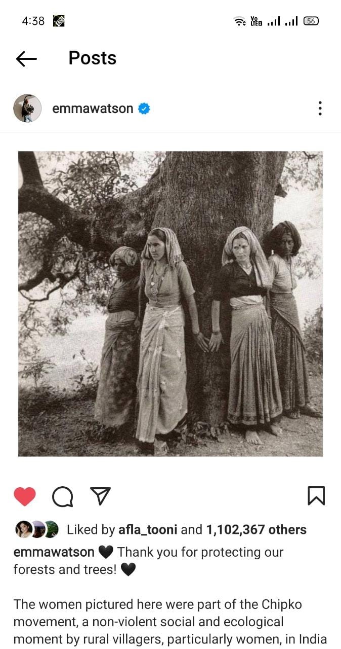 hollywood-actress-emma-watson-tweeted-the-photo-of-the-chipko-movement