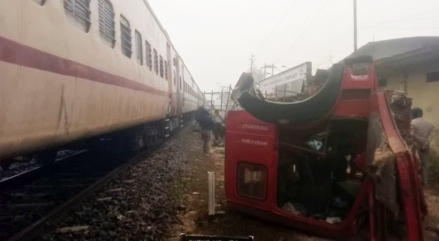 Train hits trailer in Jorhat