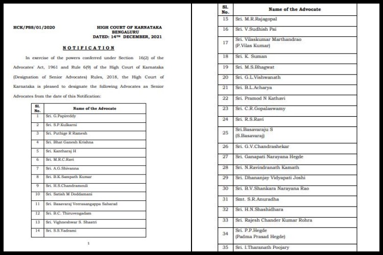 Karnataka High Court notifies