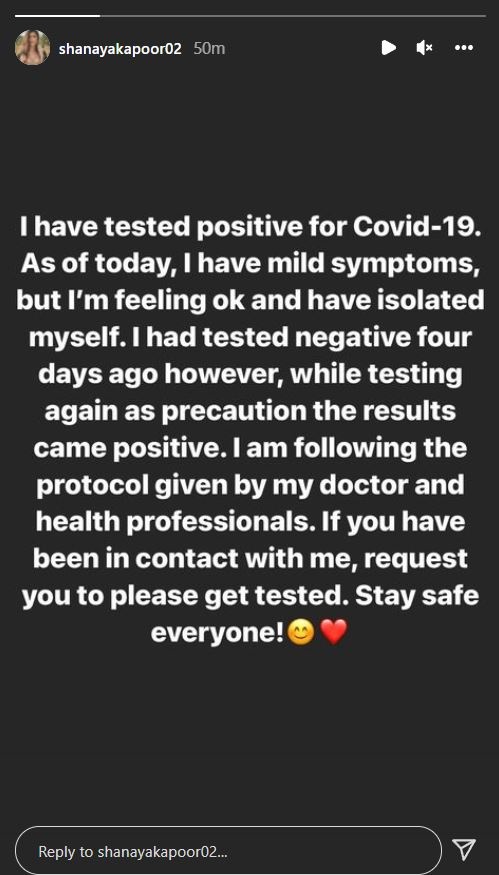 Shanaya Kapoor Tests Covid19