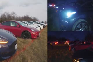 Tesla Car Musical Light Show In US