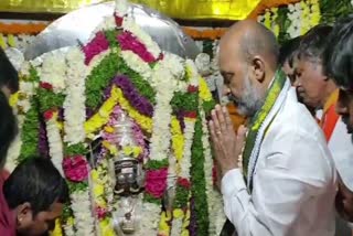 Bandi Sanjay at virabhadra Swamy Temple