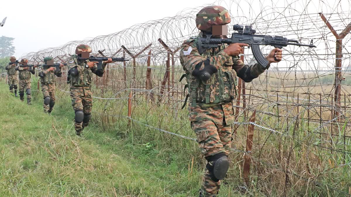 Army soldiers on patrol duty along LoC in Jammu and Kashmir