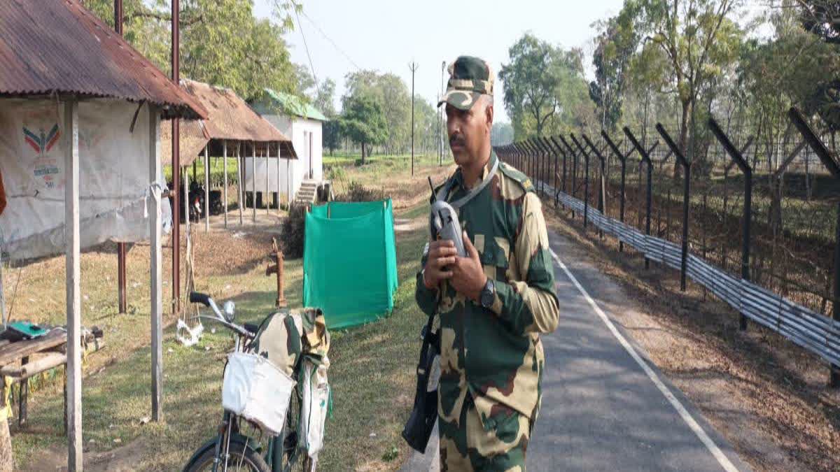 A BSF jawan at the Indo-Bangla border