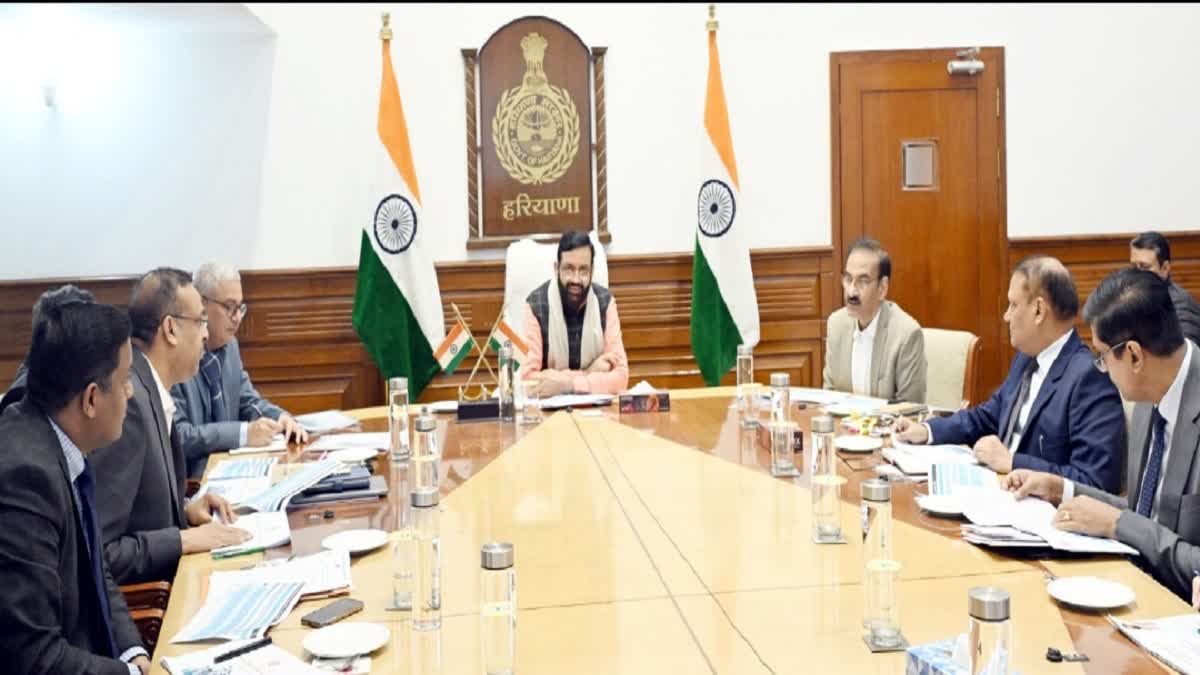 Chief Minister Naib Singh Saini holding a meeting with officials