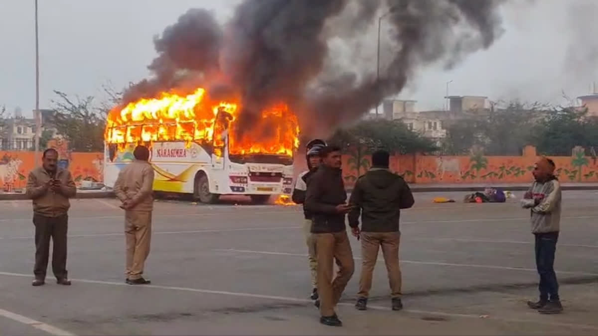 UP: Bus Catches Fire In Mathura; Elderly Man Killed