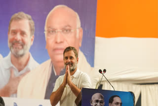 Leader of the Opposition in the Lok Sabha and Congress leader Rahul Gandhi during the 'Jai Bapu, Jai Bhim, Jai Samvidhan? public meeting, in New Delhi, Monday, Jan. 13, 2025.