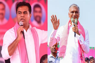 Senior BRS leaders K T Rama Rao (left) and T Harish Rao (right)