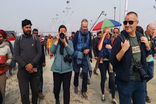 A group of 12 Bulgarian tourists arrived at the Maha Kumbh in Prayagraj to learn about Indian culture and Sanatan Dharma.