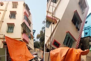 The tilted building in Kolkata's Jadavpur locality