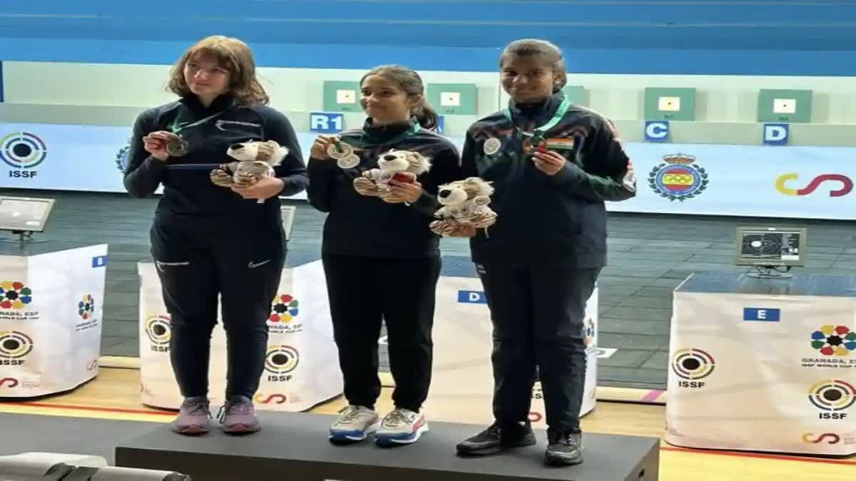 ISSF World Cup  Uma mahesh Madineni  Anil Taksale win Gold medal  ಐಎಸ್‌ಎಸ್‌ಎಫ್ ವಿಶ್ವಕಪ್  ಚಿನ್ನ ಬೆಳ್ಳಿ ಪದಕ