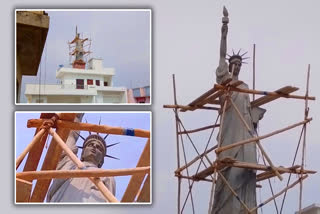 Replica of Statue Of Liberty on a house roof of NRI in Jalandhar