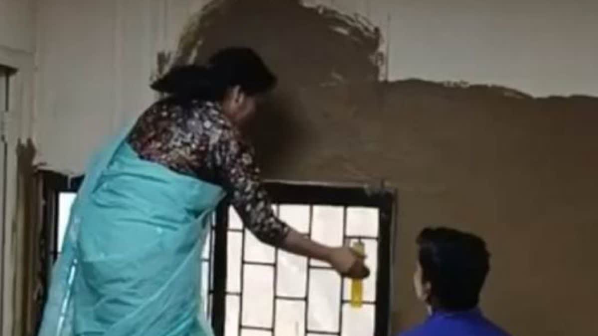 Cow dung in DU classroom