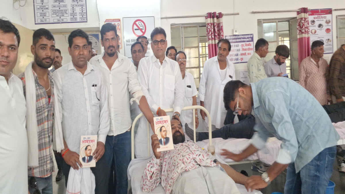 Former minister Ramlal Jat at blood donation camp in Suwana