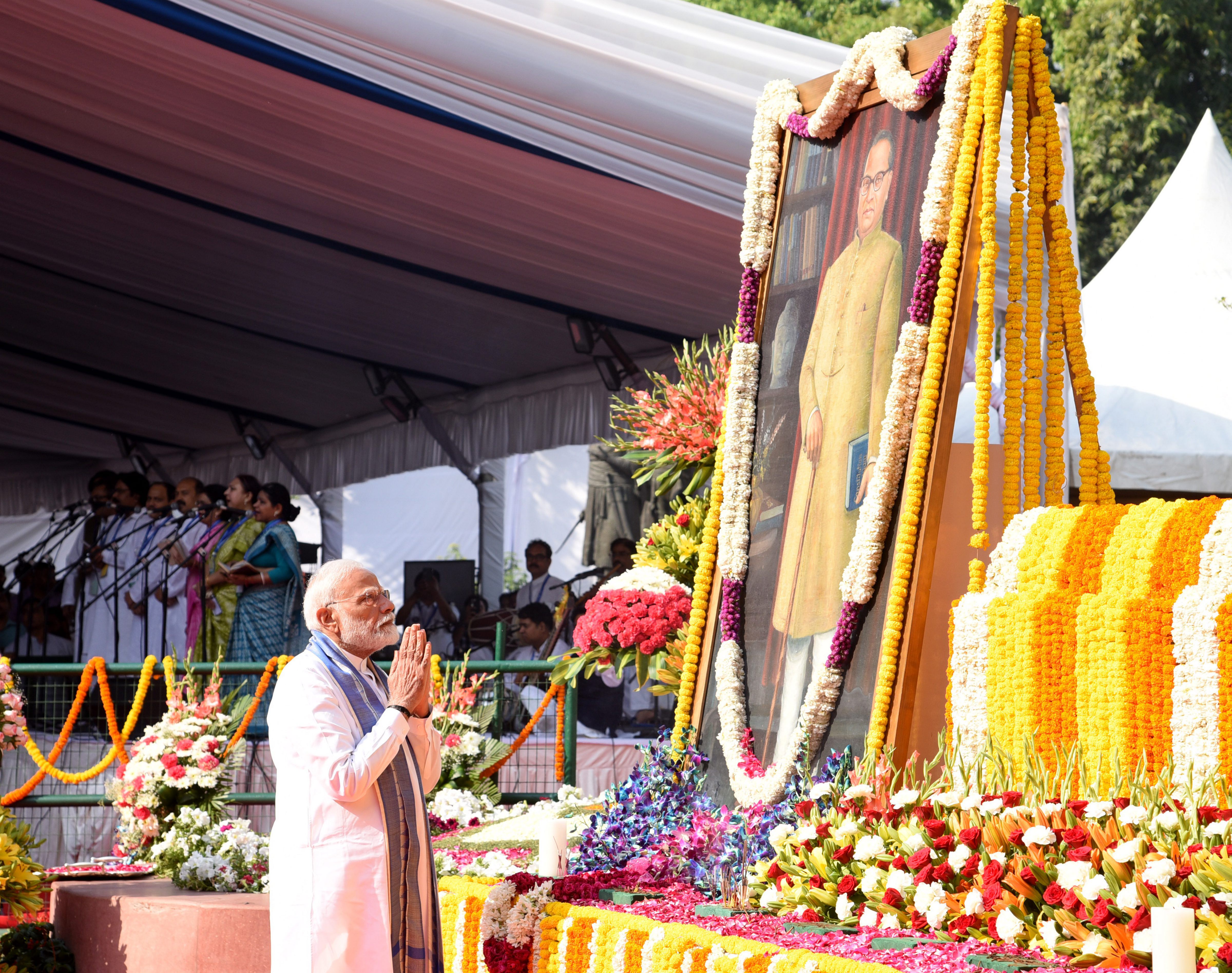 135th Ambedkar Jayanti Nation Pays Homage to Chief Architect Of Constitution President PM Floral Tributes Thousands Throng Deekshabhoomi