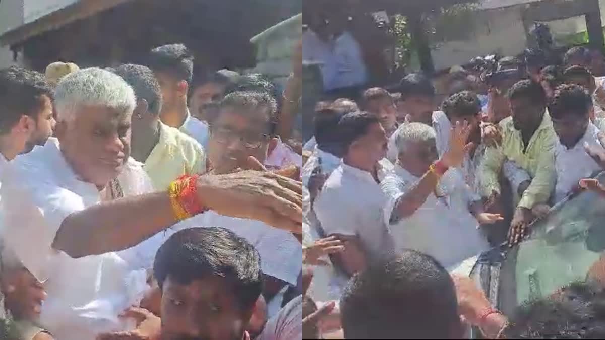 HD Revanna meets JDS workers in Bengaluru.