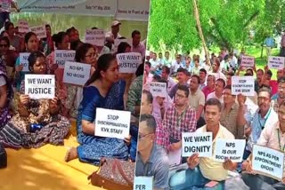 Protest in assam agricultural university demanding retention of NPS system